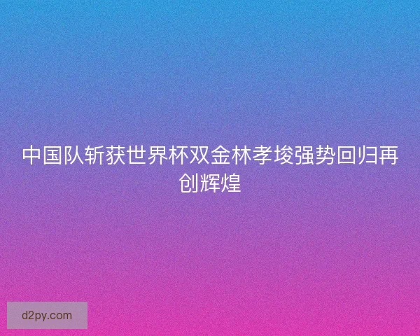 中国队斩获世界杯双金林孝埈强势回归再创辉煌
